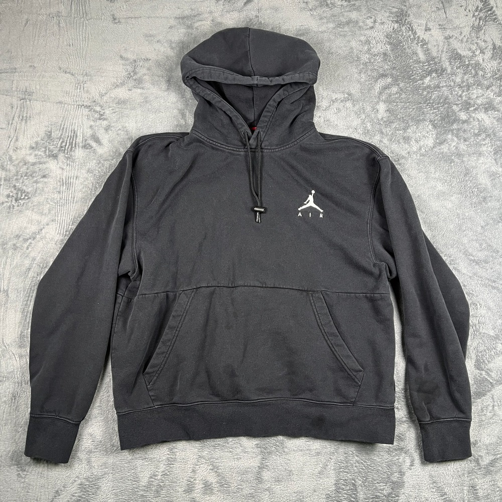 Vintage Air Jordan Hoodie Men Large Black Jumpman Logo Fleece Lined Standard Fit